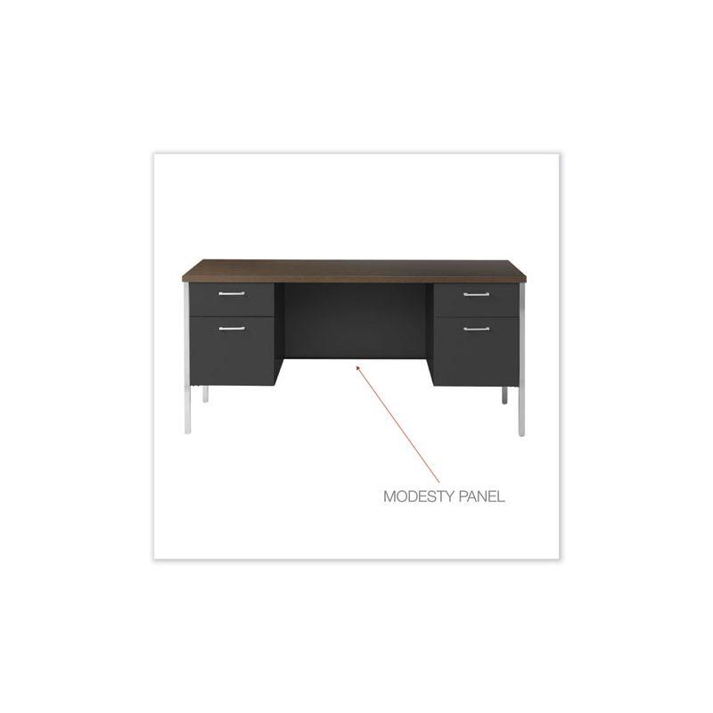 Alera Double Pedestal Steel Credenza, 60w x 24d x 29.5h, Mocha/Black