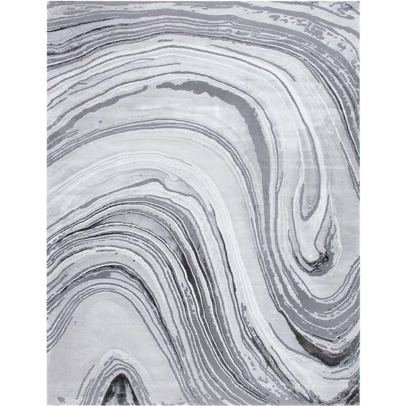 Light Grey Abstract Hand-knotted Washable Area Rug