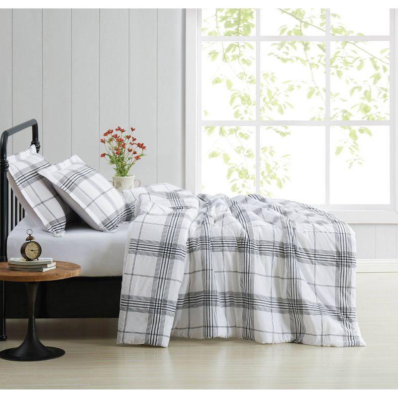 Cottage Plaid Comforter Set White/Black - Cottage Classics