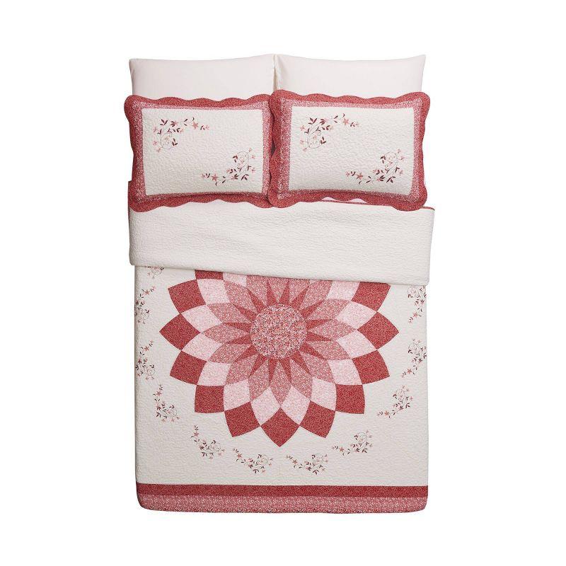 Caroline Quilt Bedspread Red/Ivory - Modern Heirloom