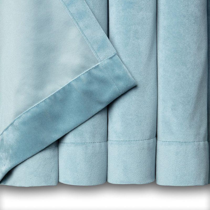 Chanasya 2pk Solid Velvet Room Darkening Window Curtain Panels - Set of 2 - 52 x 63 Inches Long - Slate Blue