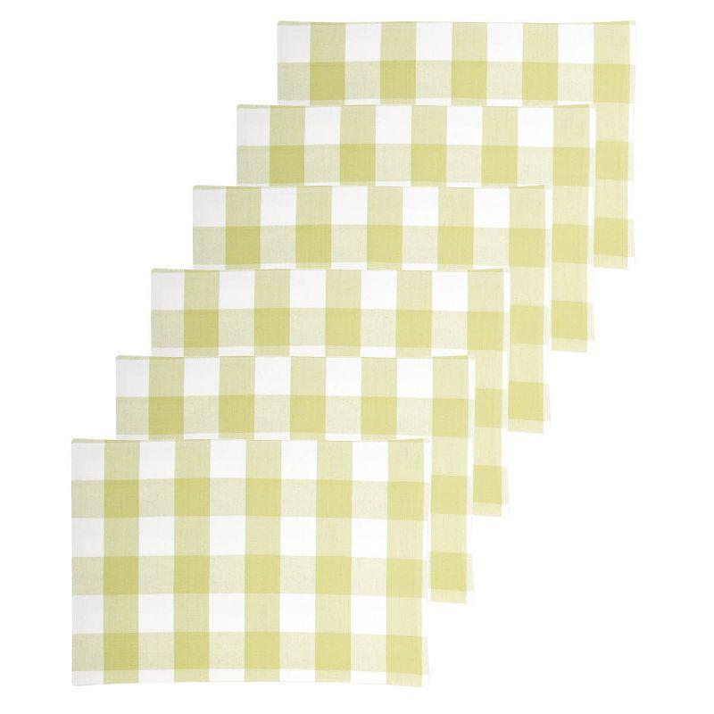 Franklin Green and White Checkered Cotton Placemats Set of 6