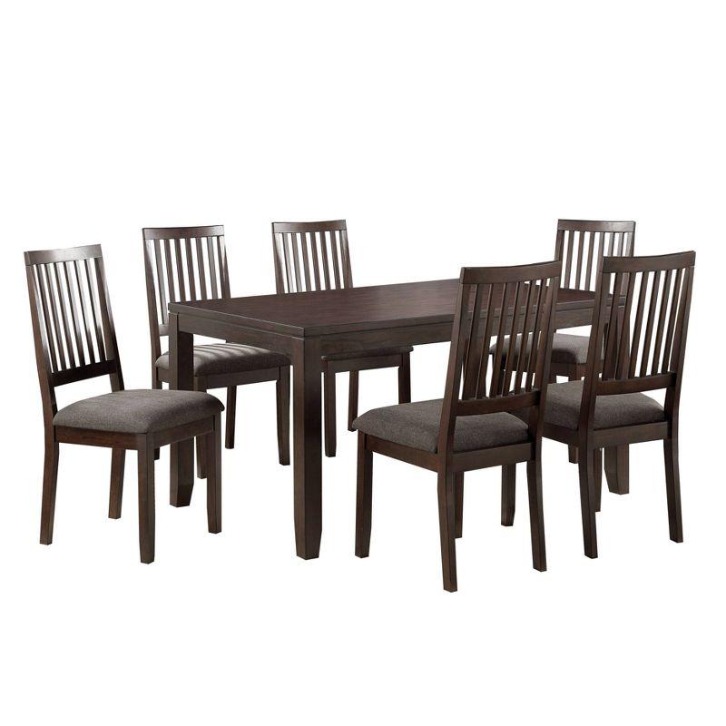 Yorktown Espresso 7-Piece Dining Set with Gray Tweed Chairs