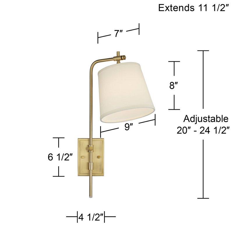 Barnes and Ivy Seline Modern Wall Lamp with Dimmer Warm Gold Metal Plug-in 7" Light Fixture Adjustable Off White Shade for Bedroom Living Room House