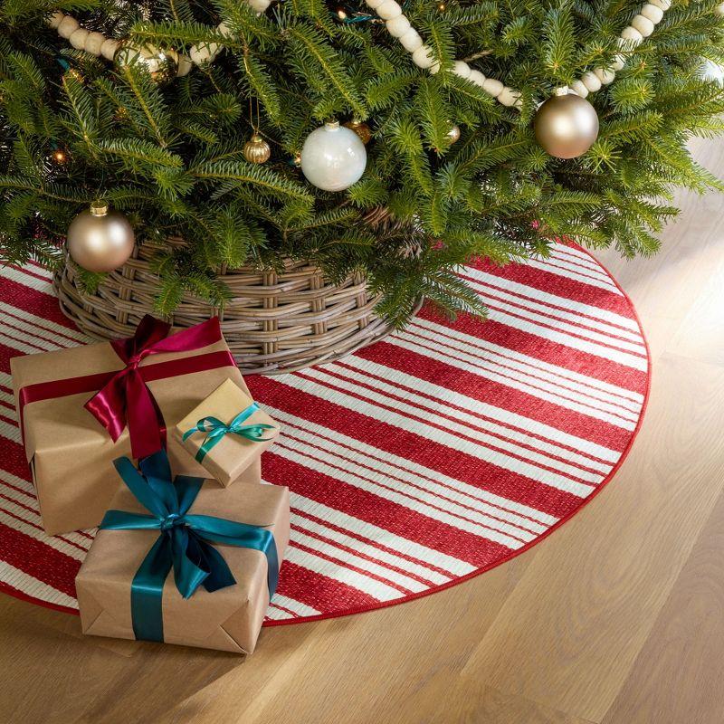 Annie Selke - Dash & Albert Abby Ticking Red Machine Washable Rug, 2x3, Red