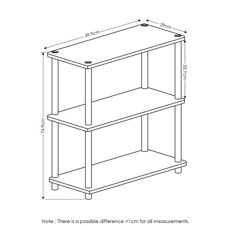 Furinno 3-Tier Industrial Bookcase Compact Bookshlef Multipurpose Open Storage Shelf Display Rack