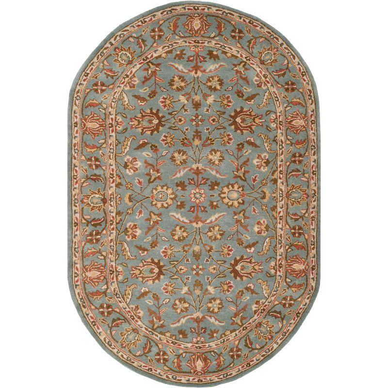 Heritage HG969 Hand Tufted Area Rug - Blue/Blue - 5'x8' Oval - Safavieh.