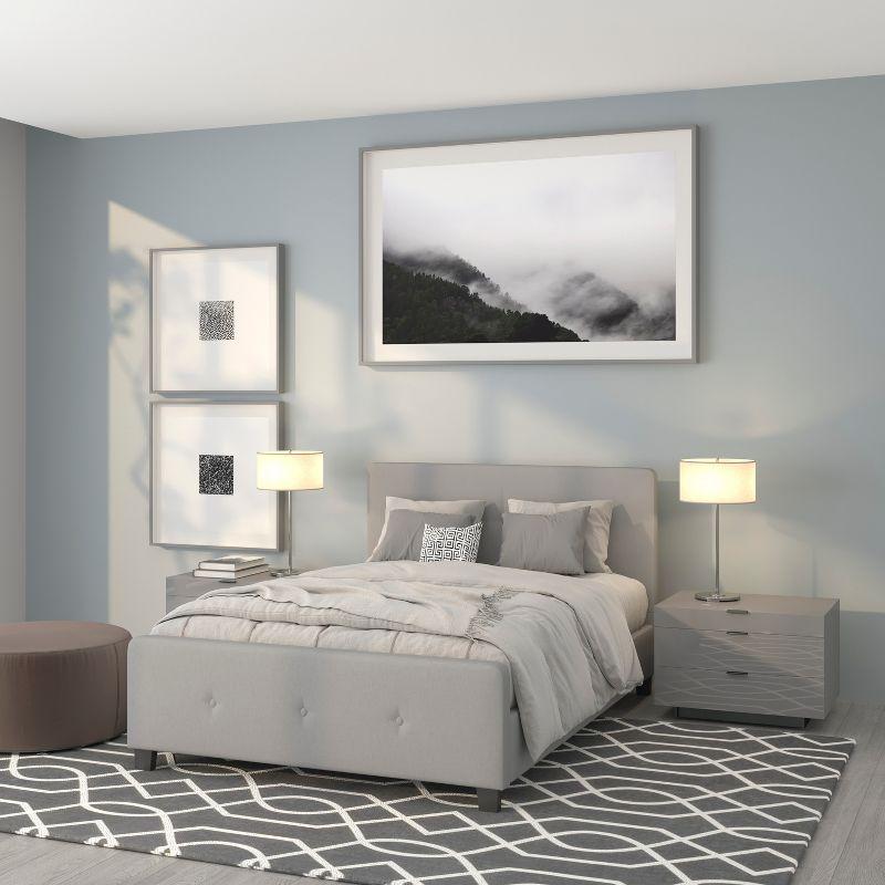 Flash Furniture Tribeca Full Size Tufted Upholstered Platform Bed in Light Gray Fabric
