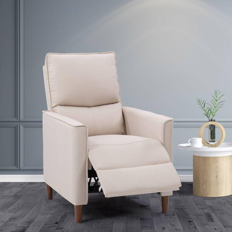 Alder Beige Soft Fabric Manual Recliner with Metal Frame