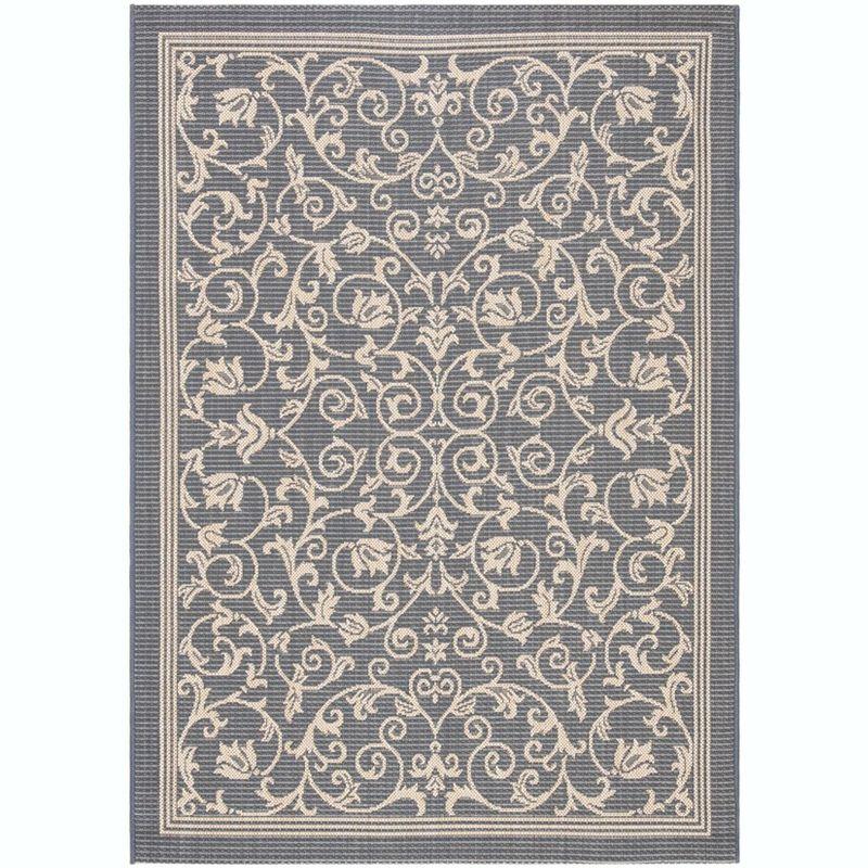 Courtyard CY2098 Power Loomed Indoor and Outdoor Area Rug - Grey/Natural - 4'x5'7" - Safavieh