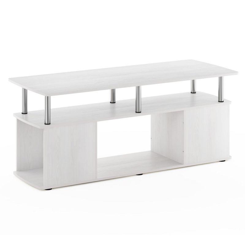 White Oak and Chrome Rectangular Coffee Table with Storage