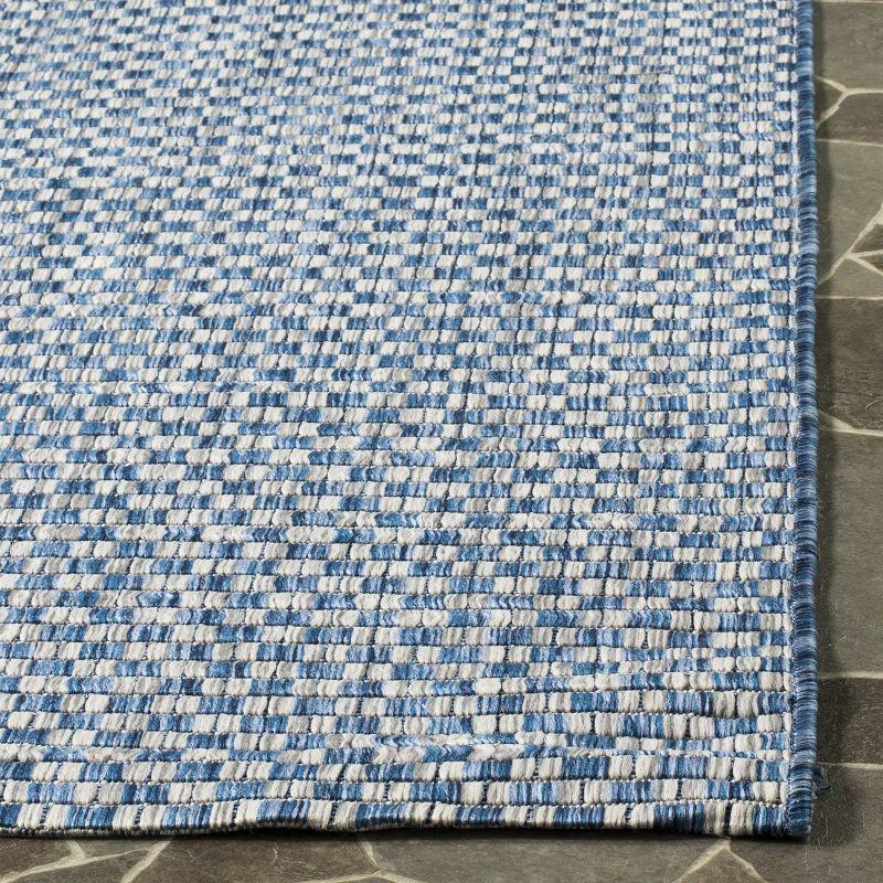 Blue and Light Grey Rectangular Synthetic Indoor/Outdoor Rug