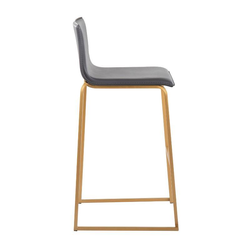 Set of 2 Mara Upholstered Barstools Gray/Gold - Lumisource: With Backs, Fixed Height, Steel Frame