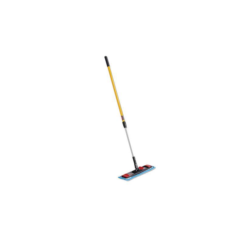 Rubbermaid Commercial Adaptable Flat Mop Kit, 19.5 x 5.5 Blue Microfiber Head, 48" to 72" Yellow Aluminum Handle