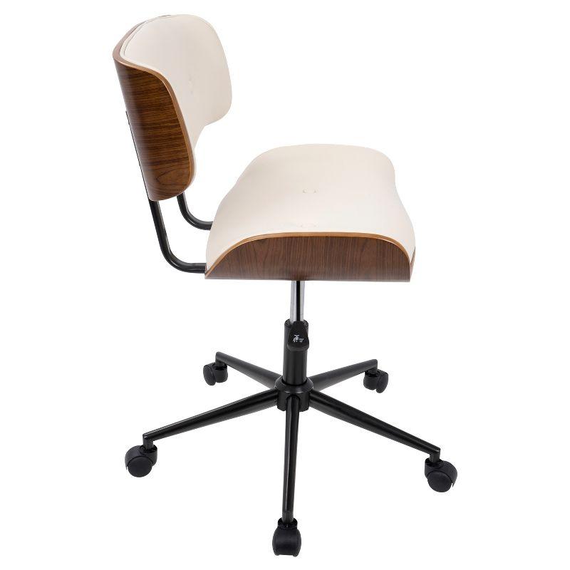 Lombardi Mid-Century Modern Swivel Task Chair in Walnut & Cream