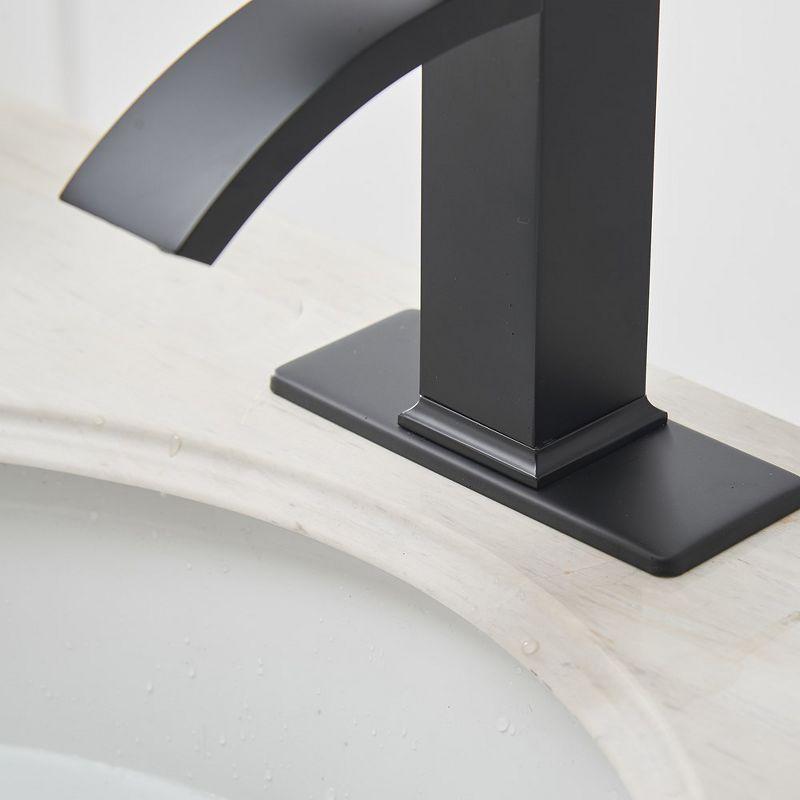 BWE Waterfall Single Hole Single-Handle Low-Arc Bathroom Sink Faucet With Pop-up Drain Assembly