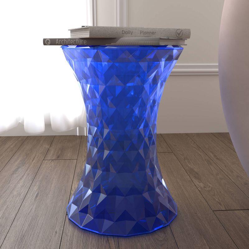 LeisureMod Vanity Modern Stool/Side Table, Transparent Blue