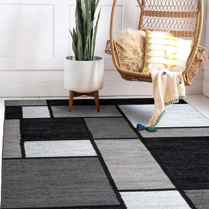 World Rug Gallery Contemporary Modern Boxed Color Block Gray 7'10"x10'2" Area Rug