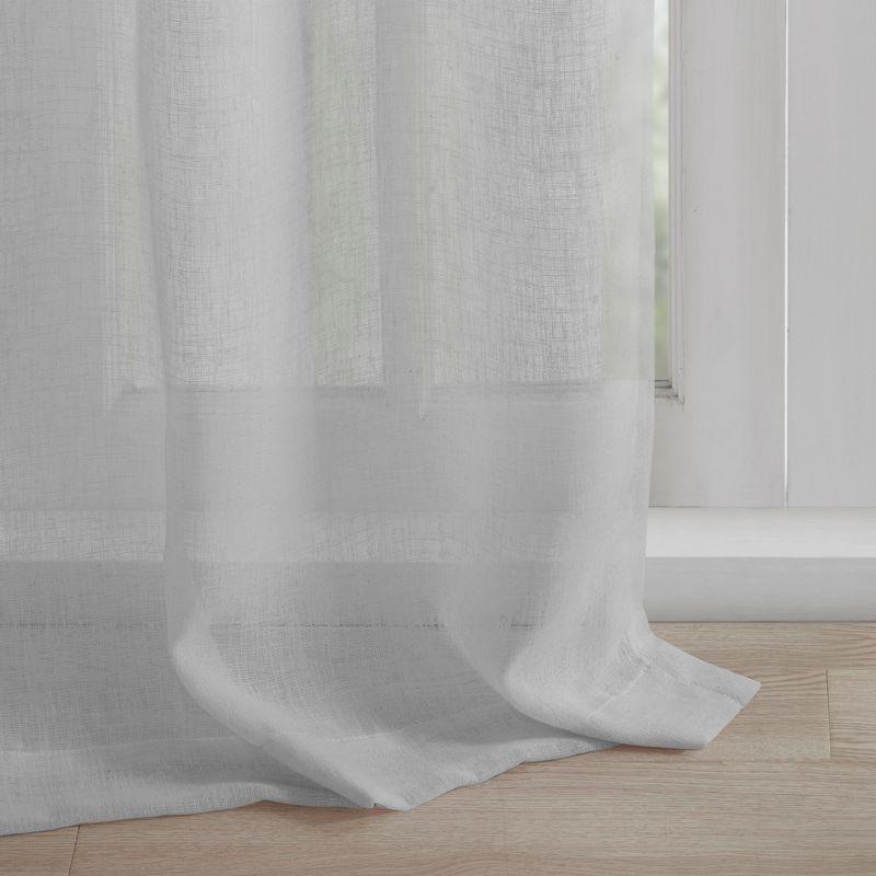 Gray Tab Top Sheer Faux Linen Window Panel