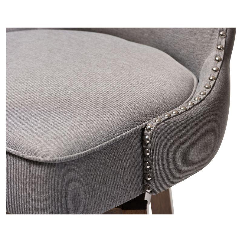 Gradisca Swivel Barstools with Button-Tufting & Nail Heads Trim: Polyester Upholstery - Baxton Studio