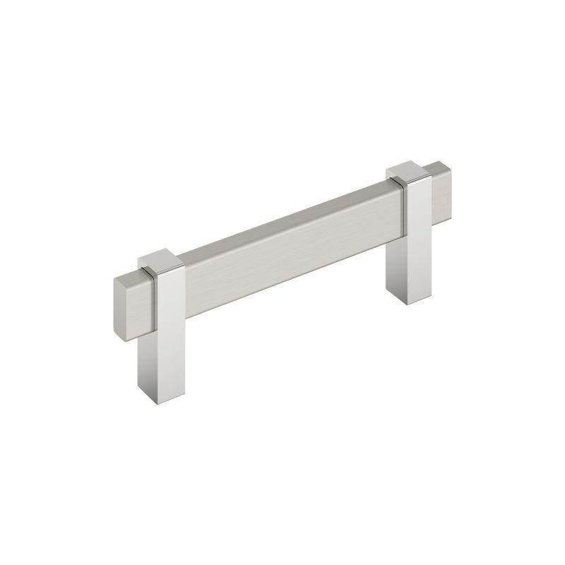 Amerock Mulino 3-3/4 inch (96mm) Center-to-Center Satin Nickel/Polished Chrome Cabinet Pull