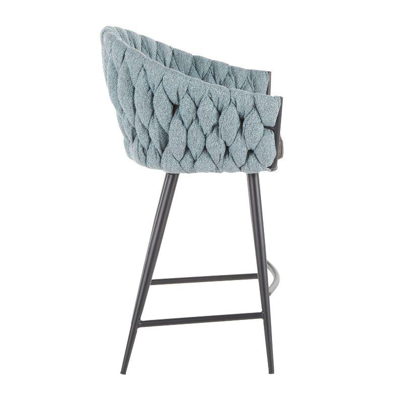 Sleek 23'' Contemporary Blue and Gray Braided Fabric Counter Stool