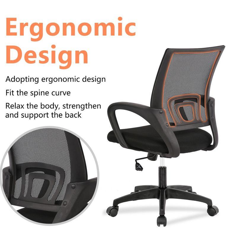 FDW Home Office Chair Ergonomic Desk Chair Mesh Computer Chair with Lumbar Support Armrest Adjustable Mid Back Task Chair for Women Adults