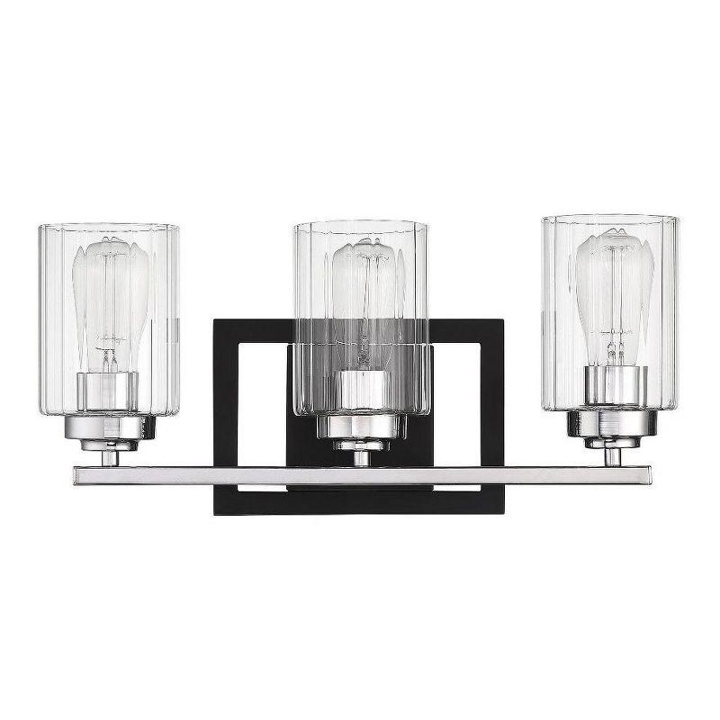 Matte Black and Polished Chrome 3-Light Vanity Fixture