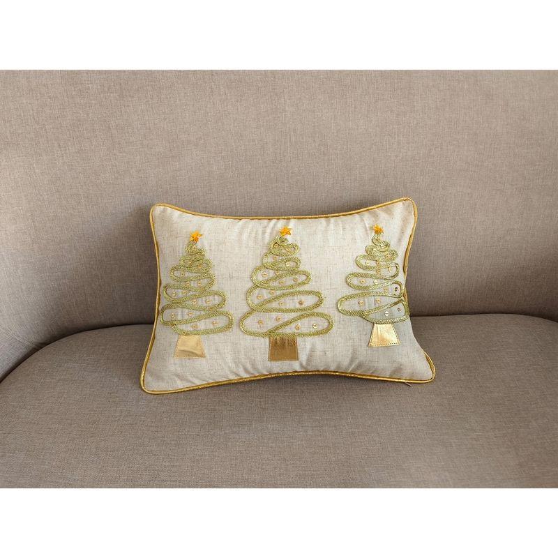 Saro Lifestyle Holiday Cheer Trio Poly Filled Throw Pillow, 12"x18", Gold