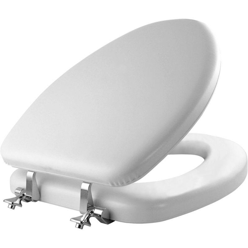 Mayfair 1815CP Padded Toilet Seat with Chrome Hinges that will Never Loosen, ELONGATED, White