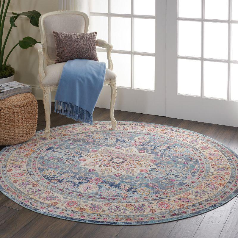Nourison Vintage Kashan VKA01 Blue/Ivory/Orange Indoor Area Rug - 6' x ROUND