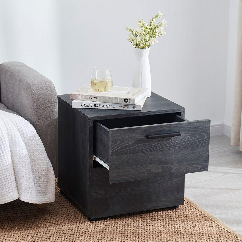 Bryt 2 Drawer Nightstand Bedside Table, Sleek  Wood End Table