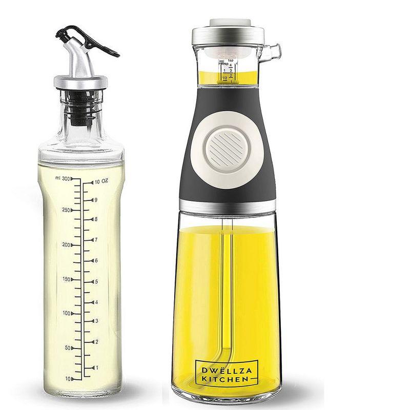Dwellza Kitchen Cooking Olive Oil Dispenser Bottles For Kitchen With Drain And Measurements