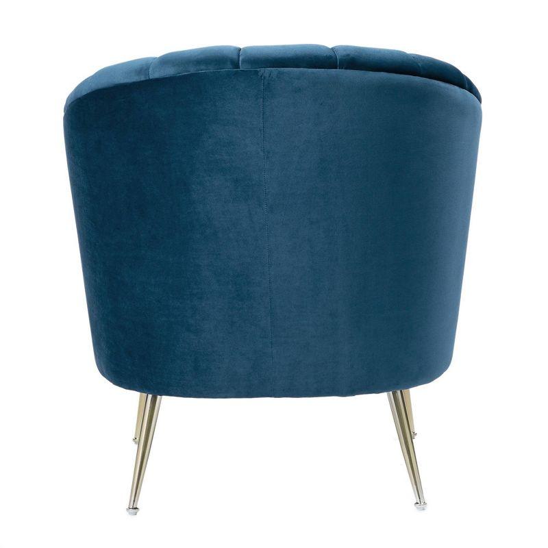 Manhattan Comfort Rosemont Velvet Accent Chair Blue: Upholstered, Semi-Gloss Finish, Wood Frame