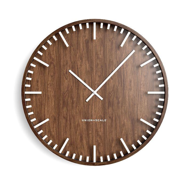 Espresso Brown 16" Wood Wall Clock with White Hands