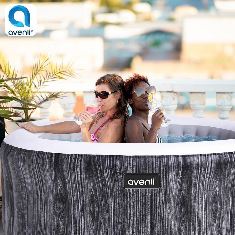 JLeisure Greywood 65 Inch 3 Person Inflatable Round Outdoor Hot Tub Relaxing Spa with Control Panel, Insulated Tub Cover and Floor Protector, Gray