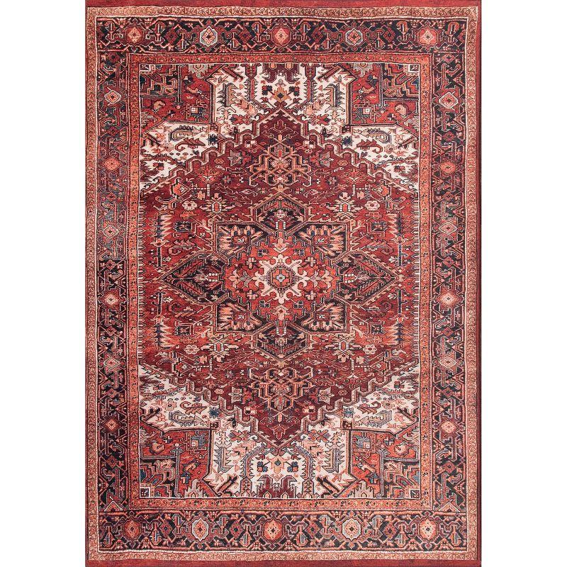 Brick Red Distressed Medallion 5' x 8' Synthetic Area Rug