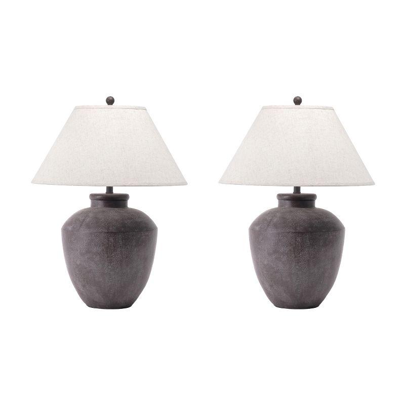 Lindos 30" Bronze Resin Table Lamp with Fabric Shade