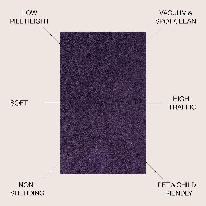 4'x6' Haze Solid Low-Pile, Purple - JONATHAN Y