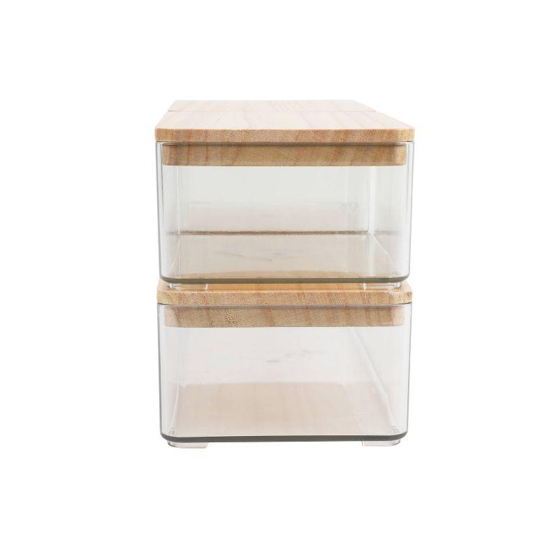 Thomas Martha Stewart Stackable Plastic Storage Box Set with Wooden Lids