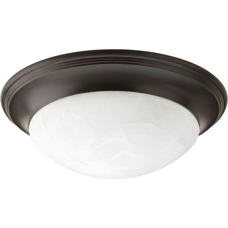 Progress Lighting Carriage Classics 1-Light Flush Mount, Antique Bronze, Etched Alabaster Glass