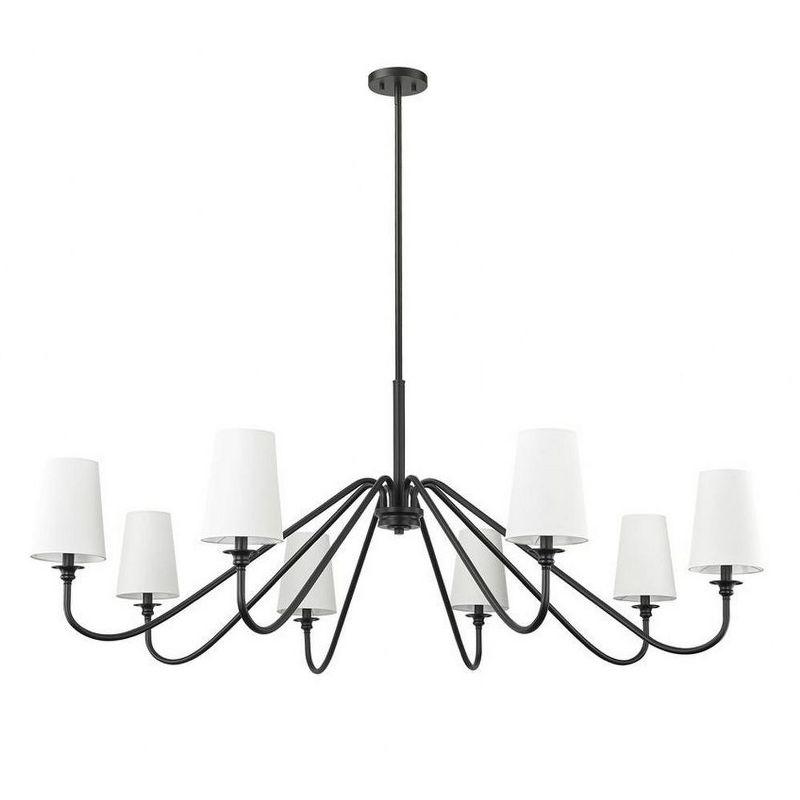 Gianna Matte Black 8-Light Chandelier with White Shades