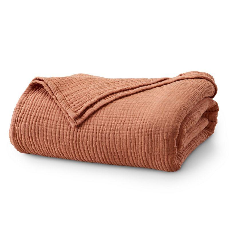 Rust King Size Cotton Muslin Reversible Blanket