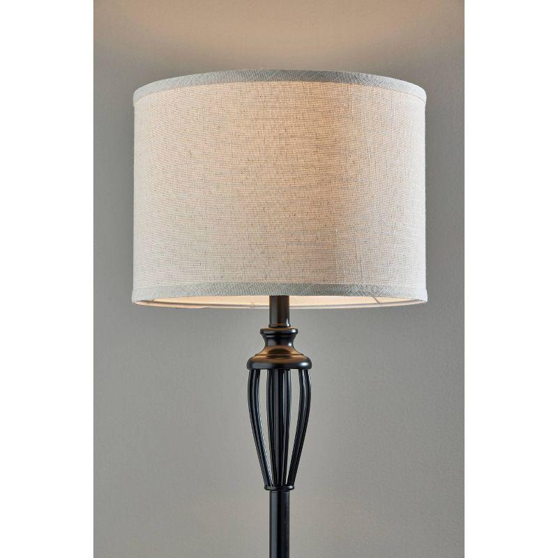 Joshua Black Metal Floor Lamp with Beige Drum Shade