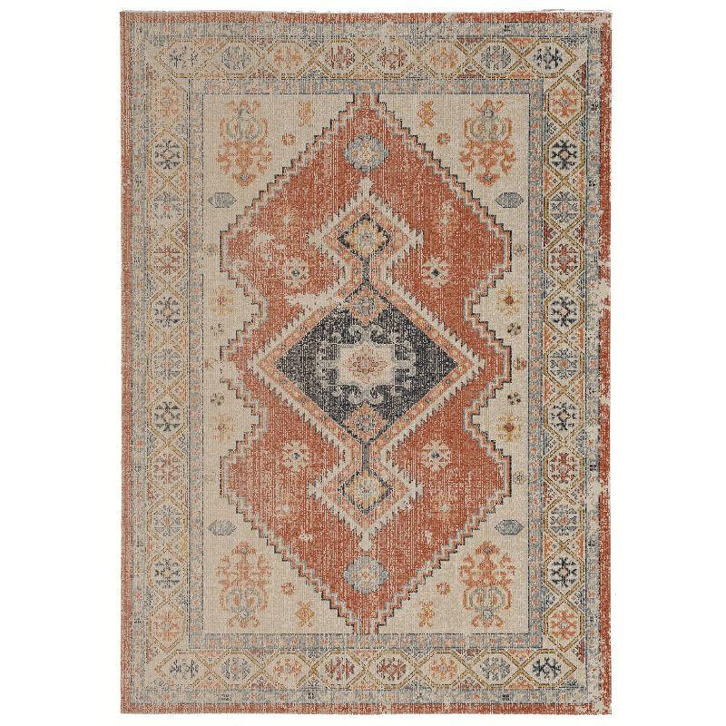 Ivory and Rust Flat Woven Chenille Rug 3' x 5'