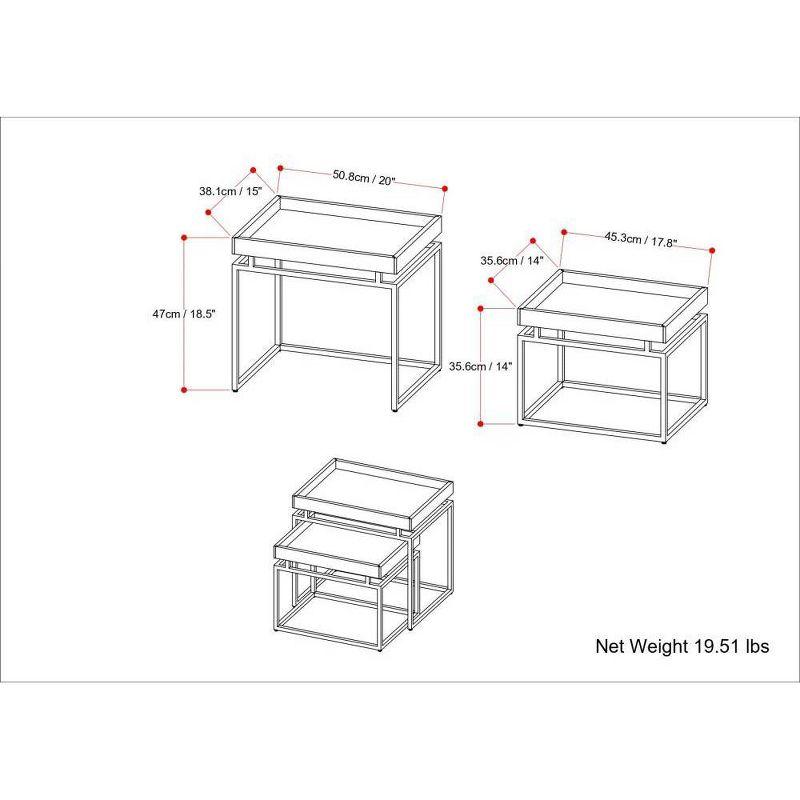 WyndenHall Audrina 2pc Nesting Table Black/Gold: Contemporary Rectangle Side Tables, Metal Frame, No Assembly Required