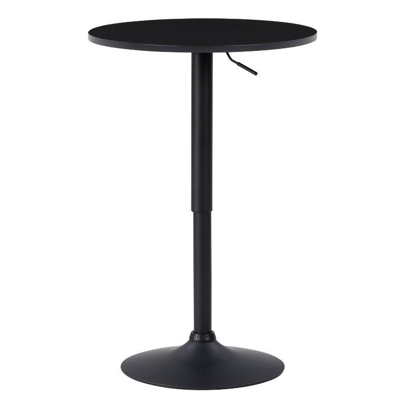 Round Adjustable Pedestal Dining Table Dark Black - CorLiving: Modern, Space-Saving, Bar-Level Option