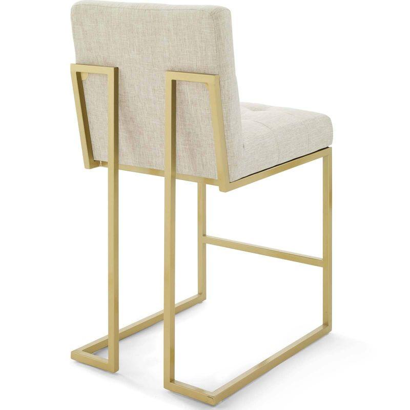 Set of 2 Beige Upholstered Gold Stainless Steel Counter Stools