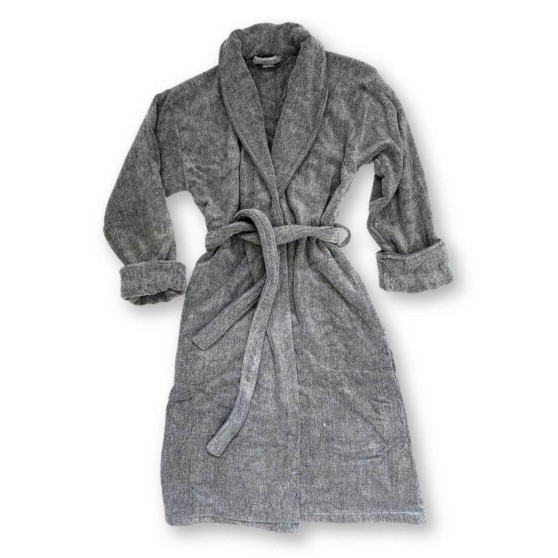 BedVoyage S/M Melange Viscose From Bamboo Cotton Bath Robe Charcoal