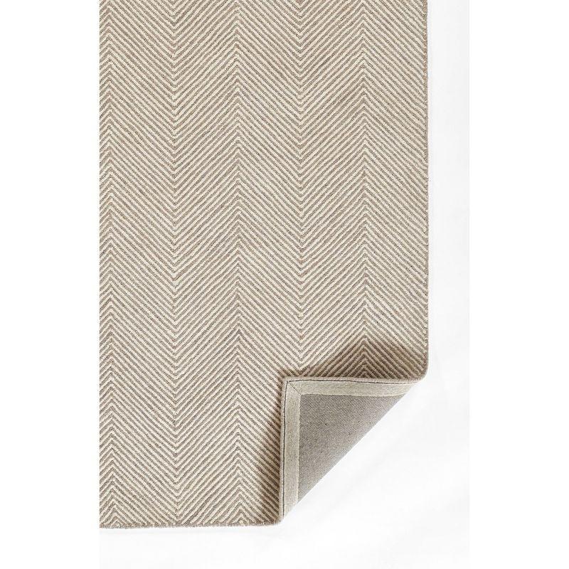 Momeni 9'x12' Charles Zig Zag Handtufted Area Rug Taupe: Wool, Low Pile, Indoor, Rectangle, Striped Pattern, Cotton & Latex Backing